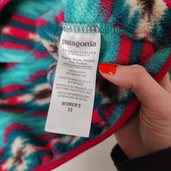PATAGONIA x VINTAGE rare Wild Desert Print Synchilla fleece snap t size XS - Picture 5 of 9